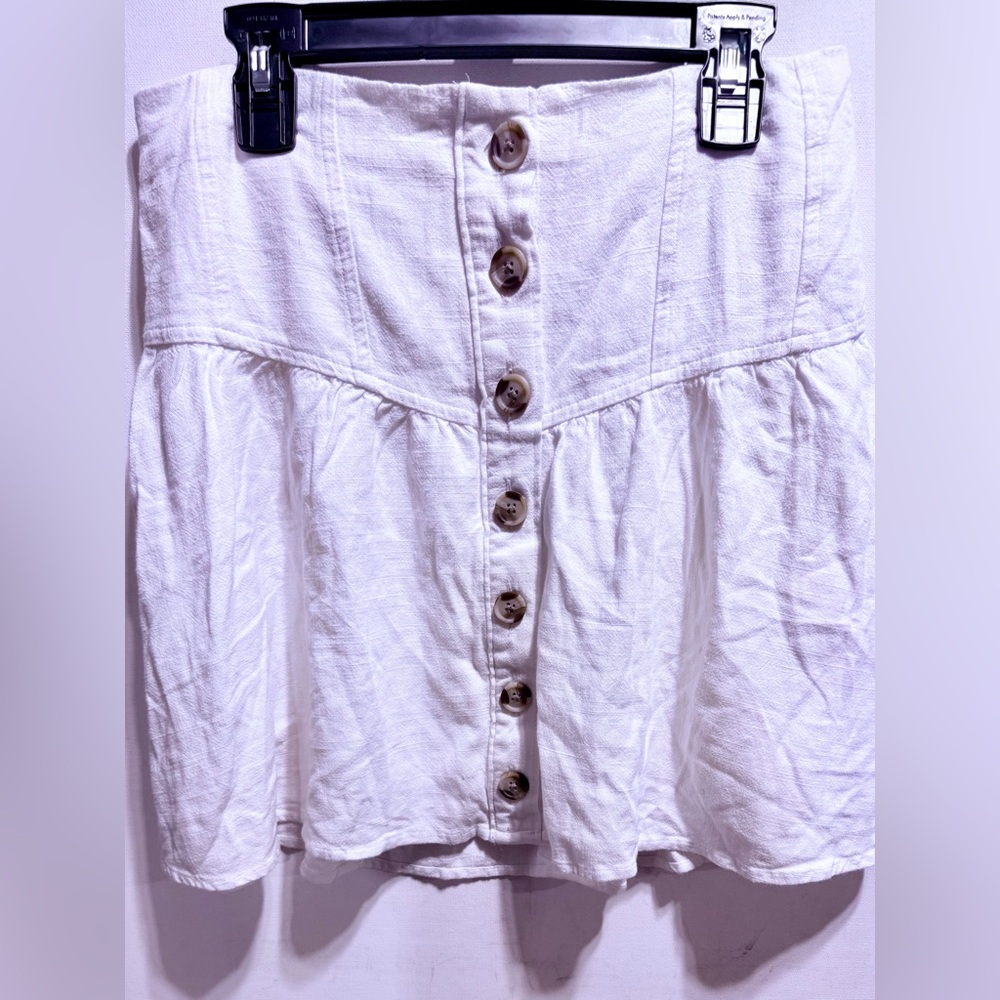 SO White Smocked Bubble Mini Skirt Size-S